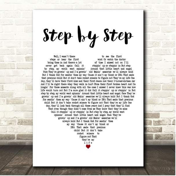 Brandon Davis Step by Step White Heart Song Lyric Print