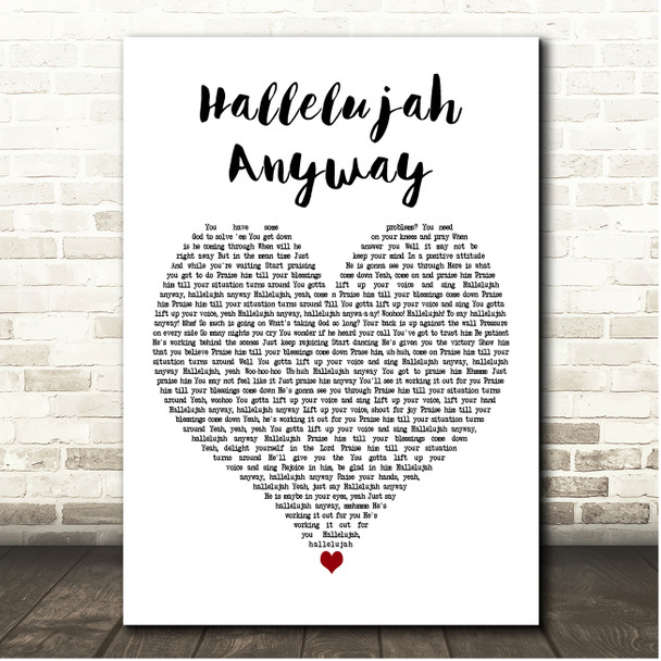 Candi Staton Hallelujah Anyway White Heart Song Lyric Print