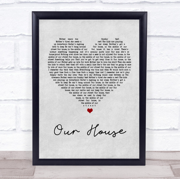 Madness Our House Grey Heart Song Lyric Quote Print