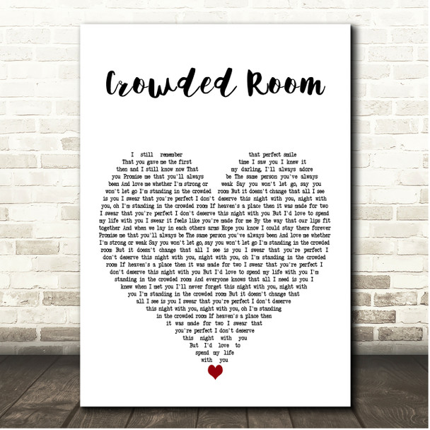 Conor Maynard Crowded Room White Heart Song Lyric Print