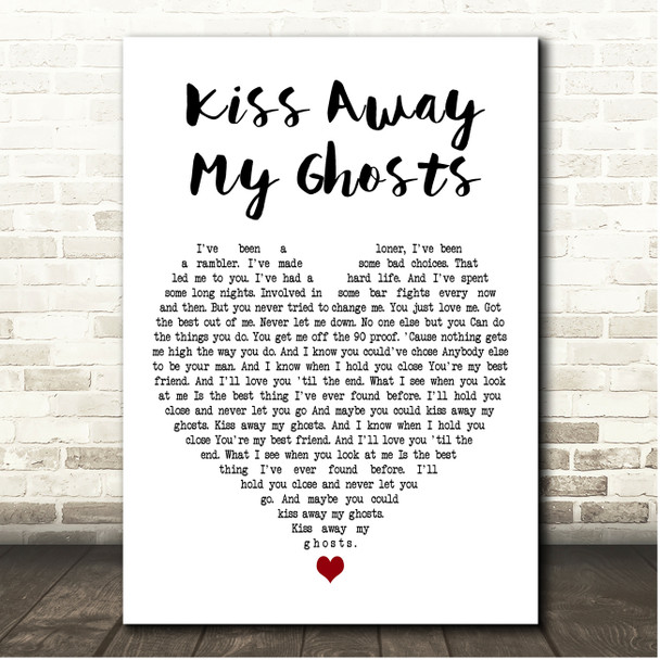 Creed Fisher Kiss Away My Ghosts White Heart Song Lyric Print