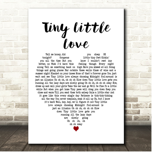Daddy Was A Milkman Tiny Little Love White Heart Song Lyric Print