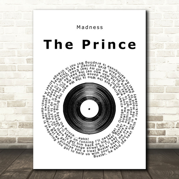 Madness The Prince Vinyl Record Song Lyric Quote Print