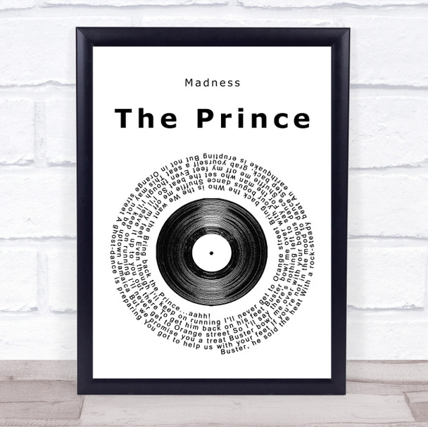 Madness The Prince Vinyl Record Song Lyric Quote Print