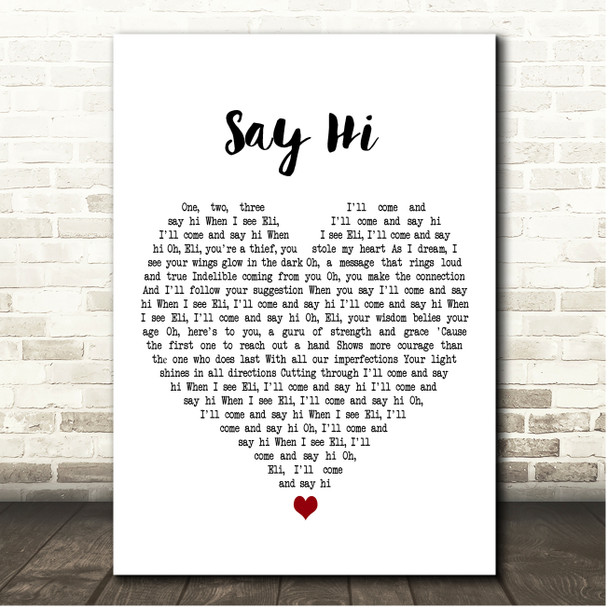 Eddie Vedder Say Hi White Heart Song Lyric Print