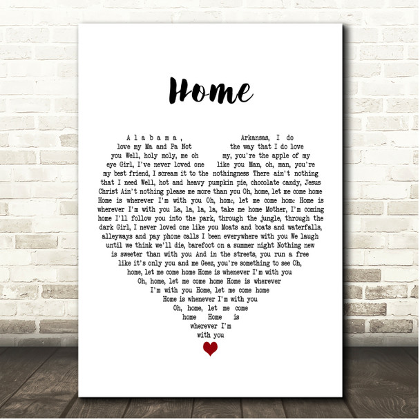 Edith Whiskers Home White Heart Song Lyric Print