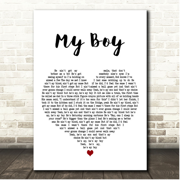 Elvie Shane My Boy White Heart Song Lyric Print