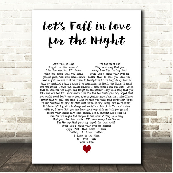 FINNEAS Lets Fall in Love for the Night White Heart Song Lyric Print