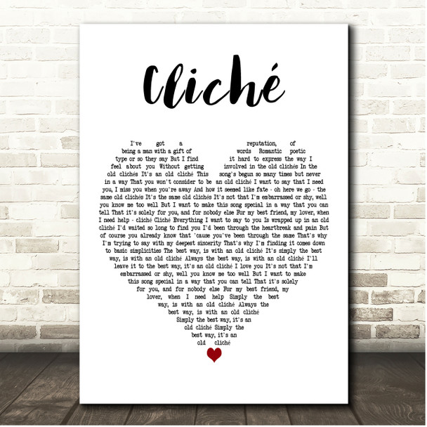 Fish Cliché White Heart Song Lyric Print