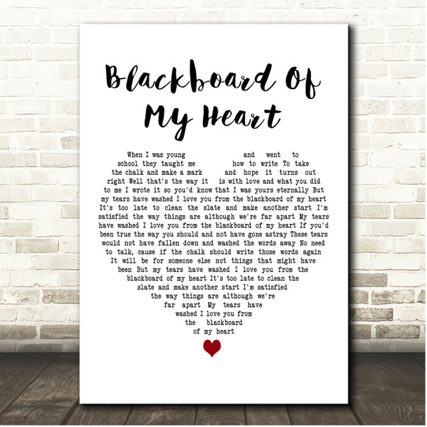 George Jones Blackboard Of My Heart White Heart Song Lyric Print