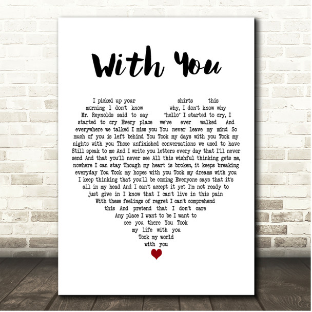 Ghost The Musical With You White Heart Song Lyric Print