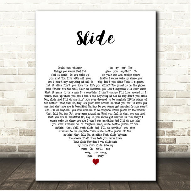 Goo Goo Dolls Slide White Heart Song Lyric Print