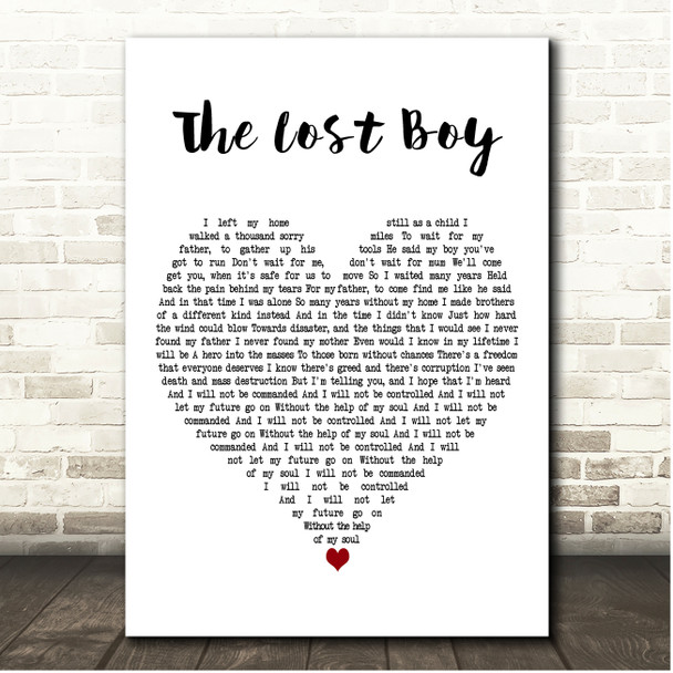 Greg Holden The Lost Boy White Heart Song Lyric Print