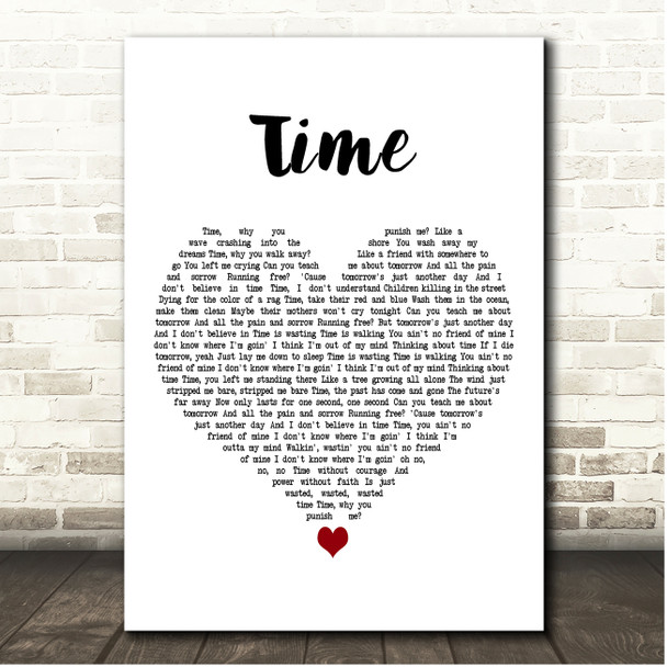 Hootie & The Blowfish Time White Heart Song Lyric Print