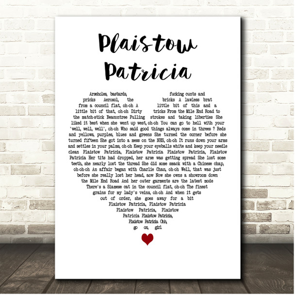 Ian Dury Plaistow Patricia White Heart Song Lyric Print