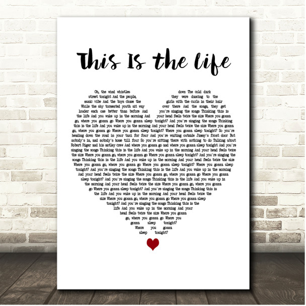 Amy MacDonald This Is the Life White Heart Song Lyric Print