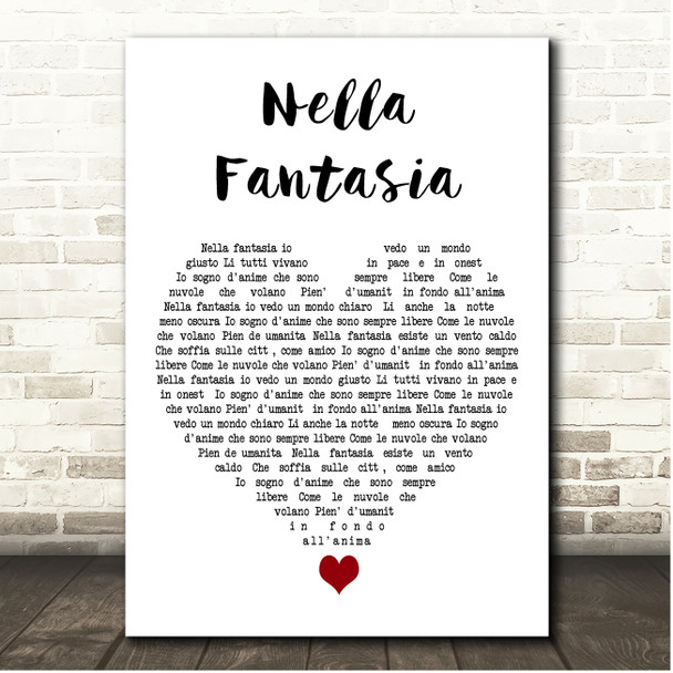 Il Divo Nella Fantasia White Heart Song Lyric Print