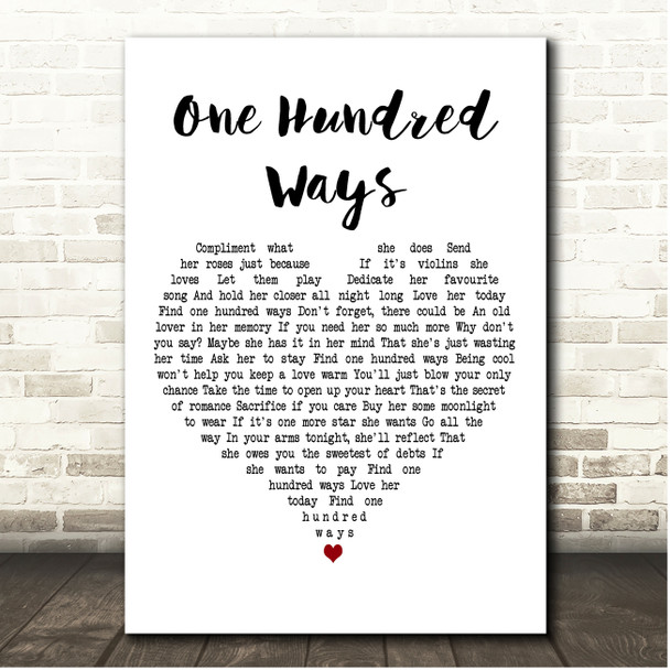 James Ingram One Hundred Ways White Heart Song Lyric Print