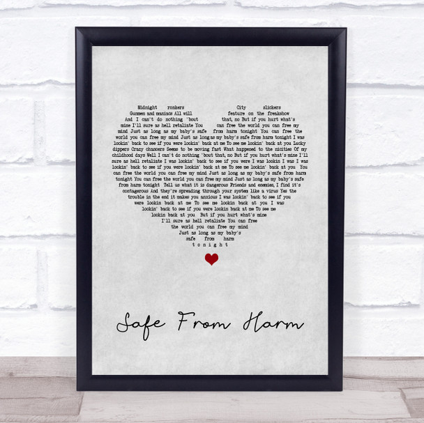 Massive Attack Safe From Harm Grey Heart Song Lyric Quote Print