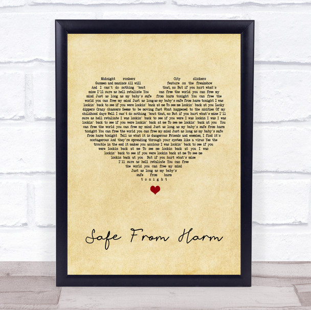 Massive Attack Safe From Harm Vintage Heart Song Lyric Quote Print