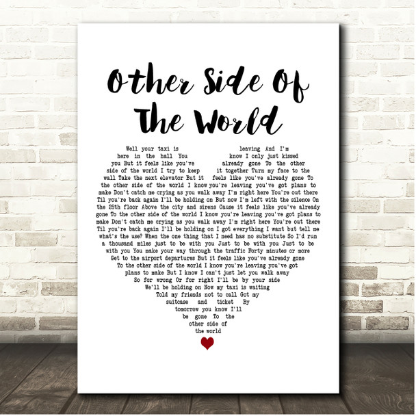 JLS Other Side Of The World White Heart Song Lyric Print
