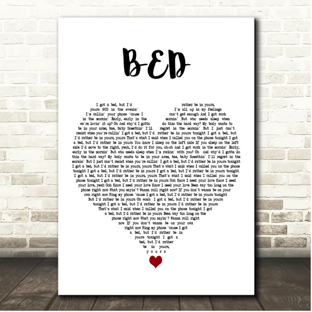 Joel Corry, RAYE & David Guetta BED White Heart Song Lyric Print