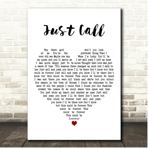 John Butler Trio Just Call White Heart Song Lyric Print