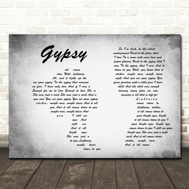 Fleetwood Mac Gypsy Grey Landscape Man & Lady Song Lyric Print