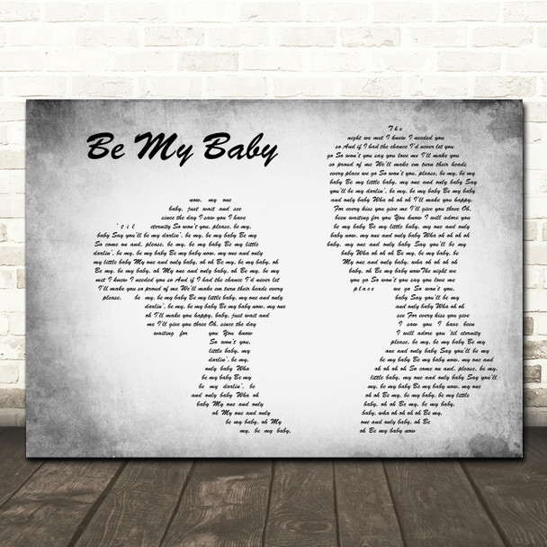 The Ronettes Be My Baby Grey Landscape Man & Lady Song Lyric Print