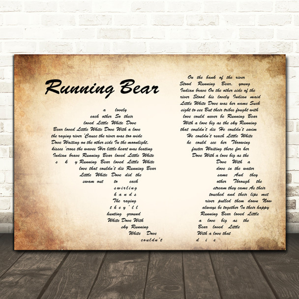 Johnny Preston Running Bear Landscape Man & Lady Song Lyric Print