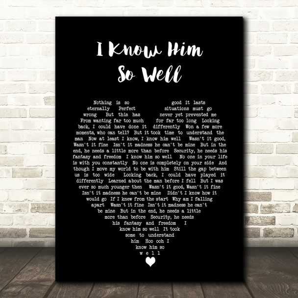 Whitney Houston I Know Him So Well Black Heart Song Lyric Quote Print