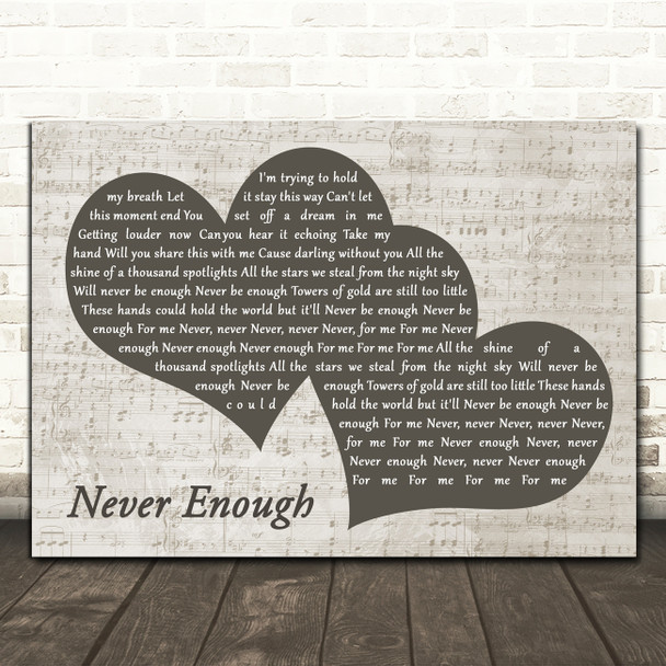 Loren Allred Never Enough Black & White Two Hearts Song Lyric Print