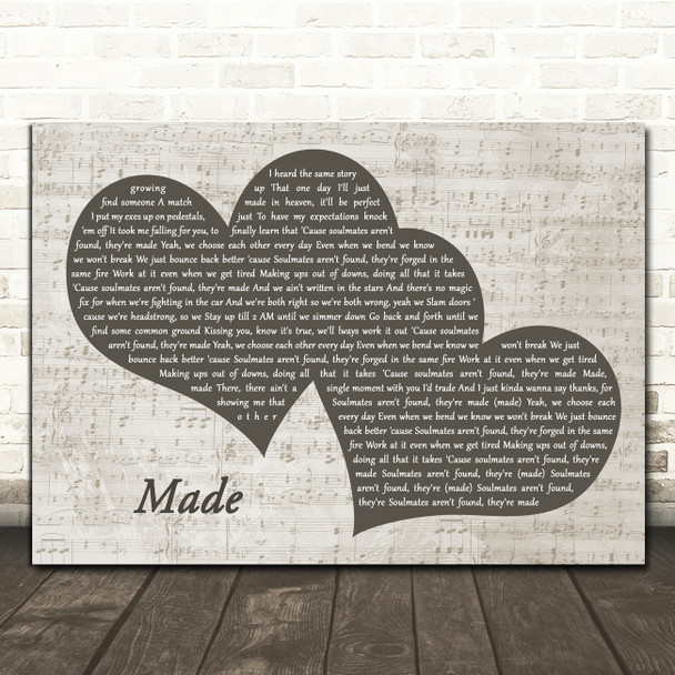 Spencer Crandall Made Black & White Two Hearts Song Lyric Print