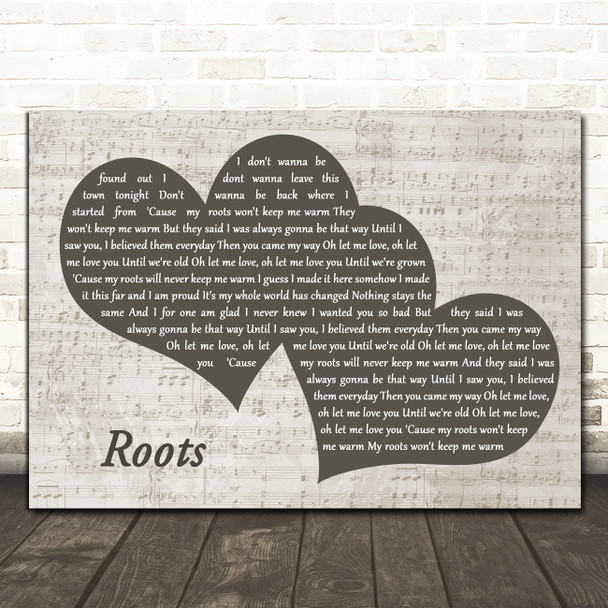 Grace Davies Roots Black & White Two Hearts Song Lyric Print