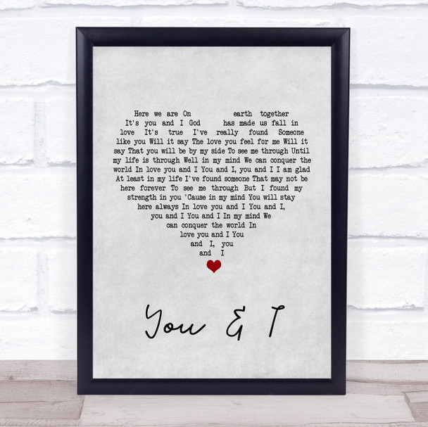 Michael Buble You And I Grey Heart Song Lyric Quote Print