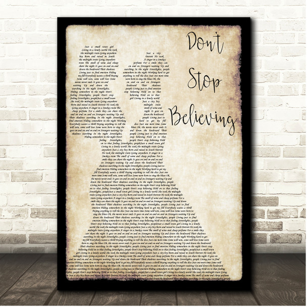 Journey Don't Stop Believing Lesbian Women Dancing Song Lyric Print