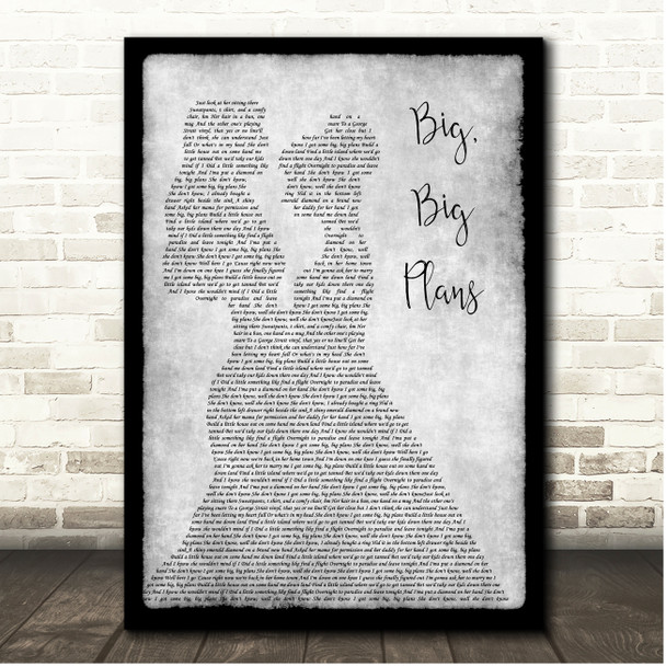 Chris Lane Big, Big Plans Grey Black Border Lesbians Song Lyric Print