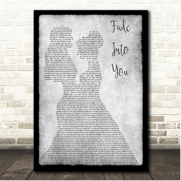 Clare Bowen with Sam Palladio Fade Into You Grey Black Border Lesbians Song Lyric Print