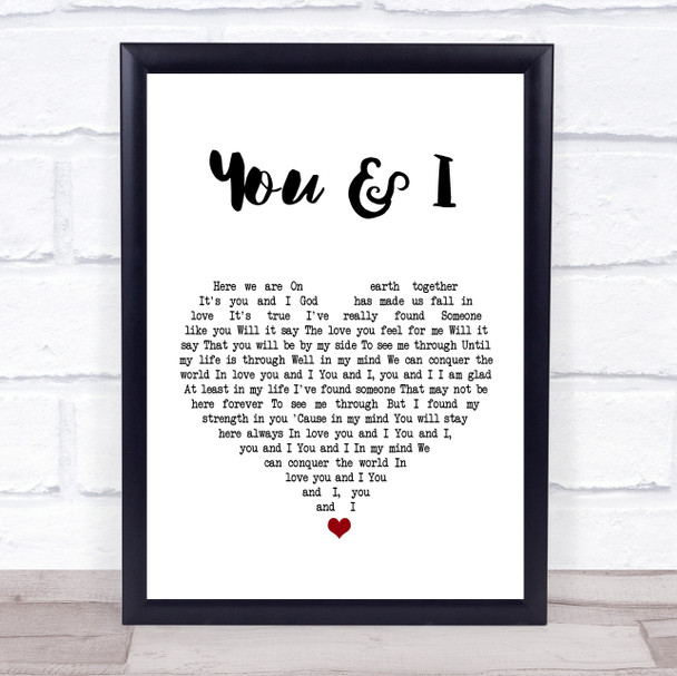 Michael Buble You And I White Heart Song Lyric Quote Print