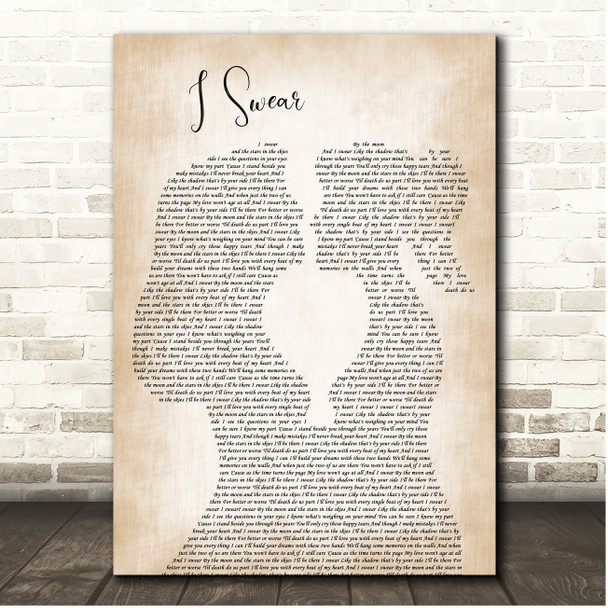 All 4 One I Swear Lesbian Couple Song Lyric Print