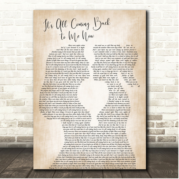 Celine Dion It's All Coming Back to Me Now Lesbian Couple Song Lyric Print