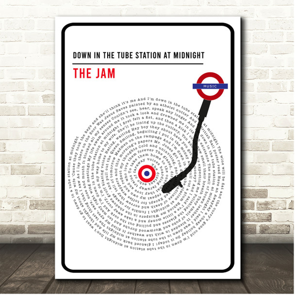 The Jam Down In The Tube Station At Midnight London Sign Style Vinyl Song Lyric Print