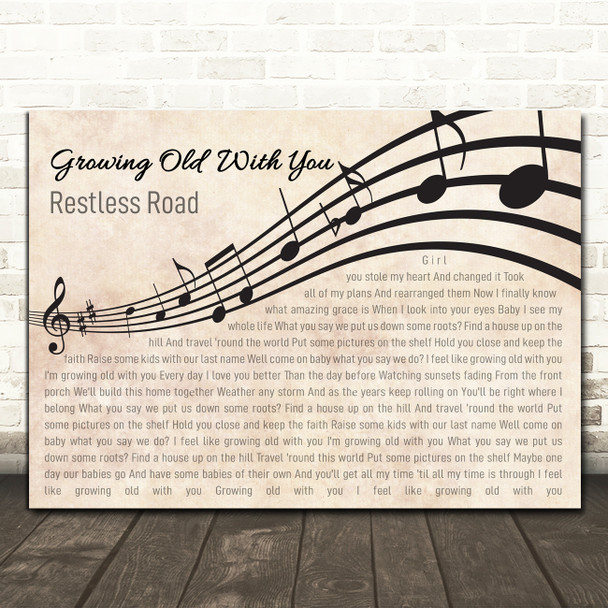 Restless Road Growing Old With You Landscape Wavy Music Notes Song Lyric Print