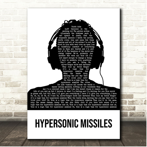 Sam Fender Hypersonic Missiles Black & White Man Headphones Song Lyric Print