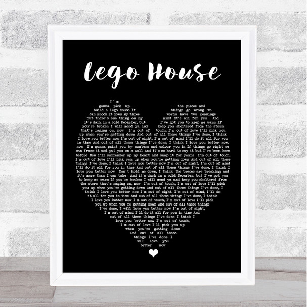 Lego House Ed Sheeran Black Heart Quote Song Lyric Print