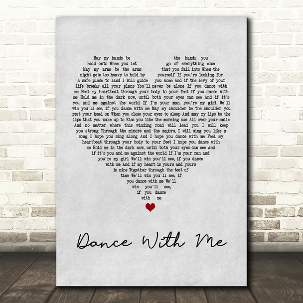 Morgan Evans Dance With Me Grey Heart Song Lyric Quote Print