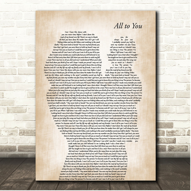 Scott Keo All to You Mother & Baby Song Lyric Print