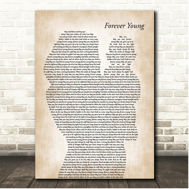 Bob Dylan Forever Young Mother & Baby Song Lyric Print