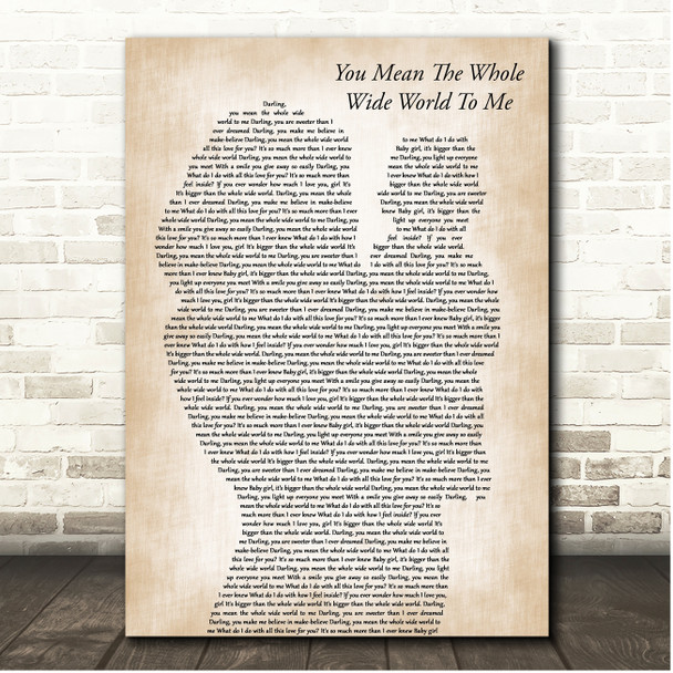 Christina Perri You Mean The Whole Wide World To Me Mother & Baby Song Lyric Print