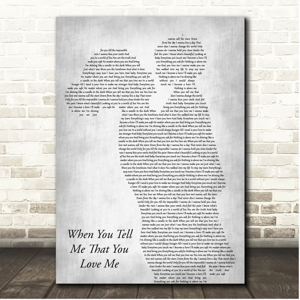 Diana Ross When You Tell Me That You Love Me Mother & Child Grey Song Lyric Print